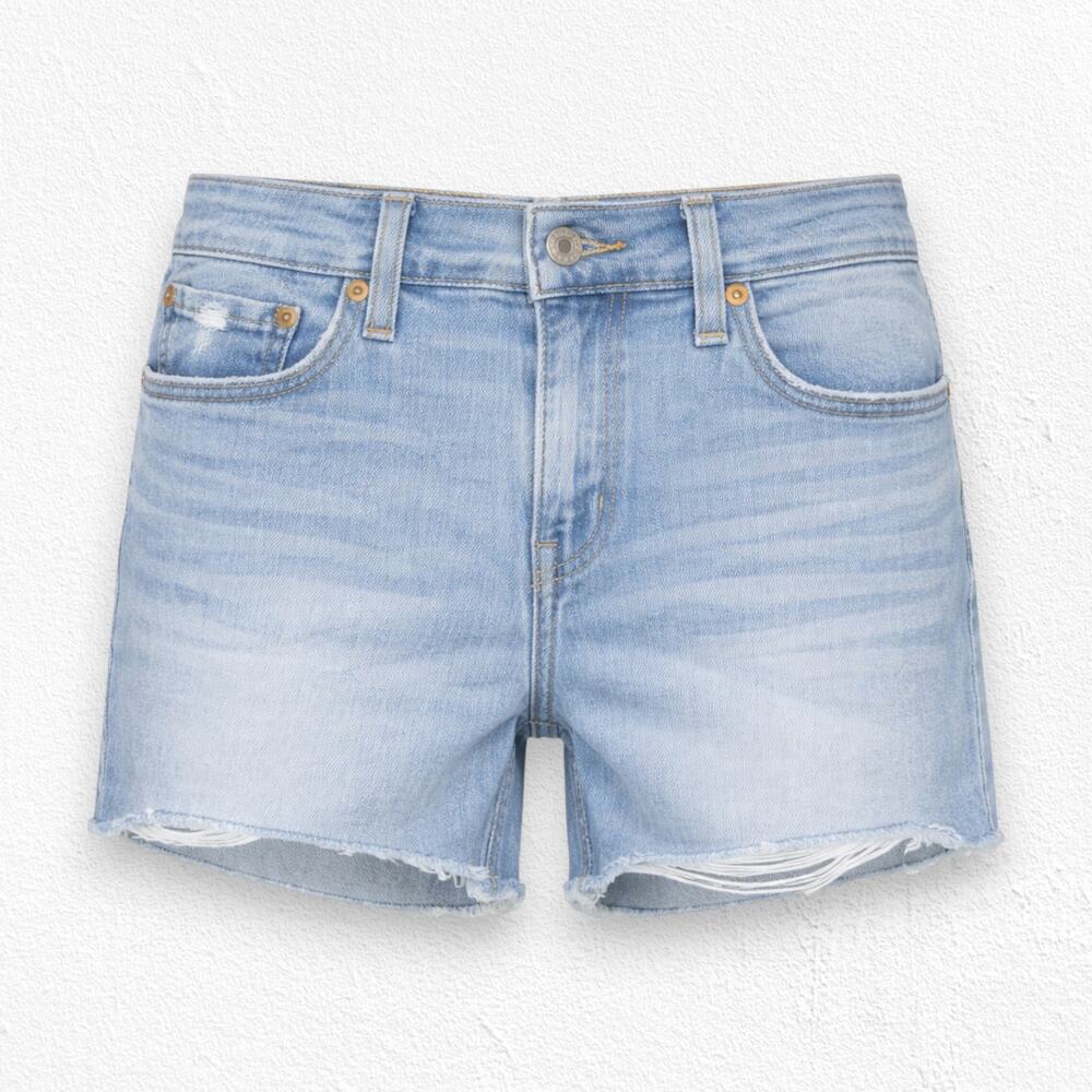 Levi's High Rise Cut Off Shorts Light Wash Raw Hem Stretch Denim Size 28 NWT